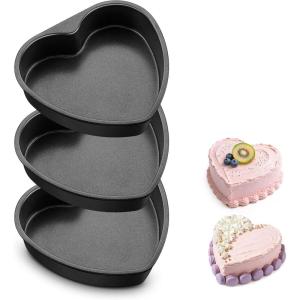 image:imageEfar 8 Inch Heart Cake Pan 2Pcs Nonstick Heart Shaped Cake Mold Cake Tin Baking Pan for Valentines Day Anniversaries Wedding Birthday Easy Release amp Clean8Inch Set of 3