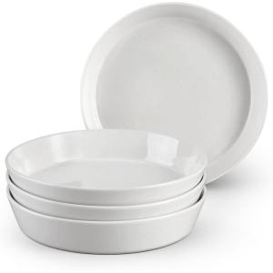 image:imageEfar Pasta Bowls 34oz Stoneware Bowl Plate for Dinner Serving Soup Salad Wide amp Shallow Large Ceramic Pasta Plate Set of 4 Microwave amp Dishwasher Safe Speckled White 87Speckled White