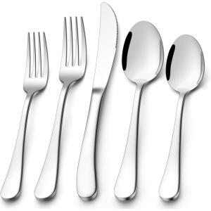 image:imageEfar Silverware Set for 8  40Piece Heavy Duty Stainless Steel Flatware Cutlery Set Metal Eating Utensils Includes Spoons and Forks Knives Mirror Polished amp Dishwasher Safe60