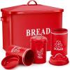 image:imageEfar Red Bread Box with Canister Sets for Kitchen Countertop Metal Bread Bin Storage Container Holder for Modern Farmhouse Decor Vintage Style amp Extra Large  Holds 2 Loaves Sugar Coffee TeaRed