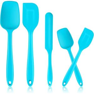 image:imageSilicone Spatula Set Efar 5 PCS Heat Resistant Rubber Spatulas Utensils for Nonstick Cookware Baking Cooking Mixing Seamless amp Flexible Dishwasher Safe  Blue