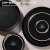 image:imageEfar 16Piece Black Plates and Bowls Sets  Stoneware Dinnerware Sets with Pasta Bowls for 4  Matte Black Kitchen Modern Dish Set Microwave amp Dishwasher SafeMatte Black