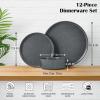 image:imageEfar 16Piece Black Plates and Bowls Sets  Stoneware Dinnerware Sets with Pasta Bowls for 4  Matte Black Kitchen Modern Dish Set Microwave amp Dishwasher SafeDeep Gray