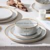 image:imageEfar Dinnerware Sets for 4 12Piece Stoneware Plates and Bowls Set Ceramic Dishes Reactive Glaze Dinning Ware Microwave amp Dishwasher Safe  Obsidian GreenSeashell White