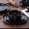image:imageEfar Dinnerware Sets for 4 12Piece Stoneware Plates and Bowls Set Ceramic Dishes Reactive Glaze Dinning Ware Microwave amp Dishwasher Safe  Obsidian GreenMatte Black