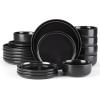 image:imageEfar Dinnerware Sets for 4 12Piece Stoneware Plates and Bowls Set Ceramic Dishes Reactive Glaze Dinning Ware Microwave amp Dishwasher Safe  Obsidian GreenMatte Black
