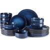 image:imageEfar Dinnerware Sets for 4 12Piece Stoneware Plates and Bowls Set Ceramic Dishes Reactive Glaze Dinning Ware Microwave amp Dishwasher Safe  Obsidian GreenDeep Sea Blue