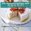 image:imageEfar 5Piece Pie Server Stainless Steel Cake Server Spatula Cutter for Pastry Cheese Pizza Serrated Edge with Oval Handle Mirror Polished amp Dishwasher Safe9 InchHammered Square Handles