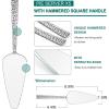 image:imageEfar 5Piece Pie Server Stainless Steel Cake Server Spatula Cutter for Pastry Cheese Pizza Serrated Edge with Oval Handle Mirror Polished amp Dishwasher Safe9 InchHammered Square Handles