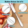 image:imageEfar Butter Spreader Knife Set of 6 7Inch Stainless Steel Cheese Dessert Knives for Kitchen Restaurant Party Mirror Silver Smooth Rounded HandleMirror Silver
