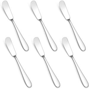 image:imageEfar Butter Spreader Knife Set of 6 7Inch Stainless Steel Cheese Dessert Knives for Kitchen Restaurant Party Mirror Silver Smooth Rounded HandleMirror Silver