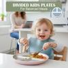 image:imageEfar Stainless Steel Toddler Plates with Suction  9 Kids Plates 4Pack Divided Unbreakable amp NonSlip Baby Dishes with Removable Silicone Sleeves Dishwasher Safe