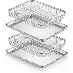 image:imageEfar Air Fryer Basket for Oven Large 16 x 12 Stainless Steel Air Fryer Pan and Crisper Tray Air Fryer Rack with Baking Pan for Crisper Foods Frying Baking Roasting Dishwasher Safe4