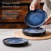 image:imageEfar 102 Stoneware Dinner Plates Set of 6 Large Modern Ceramic Dishes Round Salad Plate for Home Kitchen Restaurant Microwave amp Dishwasher Safe  Matte BlackDeep Sea Blue