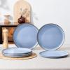 image:imageEfar 102 Stoneware Dinner Plates Set of 6 Large Modern Ceramic Dishes Round Salad Plate for Home Kitchen Restaurant Microwave amp Dishwasher Safe  Matte BlackOcean Blue