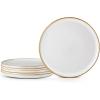 image:imageEfar 102 Stoneware Dinner Plates Set of 6 Large Modern Ceramic Dishes Round Salad Plate for Home Kitchen Restaurant Microwave amp Dishwasher Safe  Matte BlackSeashell White