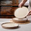 image:imageEfar 102 Stoneware Dinner Plates Set of 6 Large Modern Ceramic Dishes Round Salad Plate for Home Kitchen Restaurant Microwave amp Dishwasher Safe  Matte BlackSandy Beige