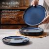 image:imageEfar 102 Stoneware Dinner Plates Set of 6 Large Modern Ceramic Dishes Round Salad Plate for Home Kitchen Restaurant Microwave amp Dishwasher Safe  Matte BlackDeep Sea Blue