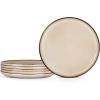 image:imageEfar 102 Stoneware Dinner Plates Set of 6 Large Modern Ceramic Dishes Round Salad Plate for Home Kitchen Restaurant Microwave amp Dishwasher Safe  Matte BlackSandy Beige