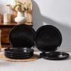 image:imageEfar 102 Stoneware Dinner Plates Set of 6 Large Modern Ceramic Dishes Round Salad Plate for Home Kitchen Restaurant Microwave amp Dishwasher Safe  Matte BlackMatte Black