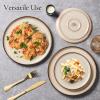 image:imageEfar 102 Stoneware Dinner Plates Set of 6 Large Modern Ceramic Dishes Round Salad Plate for Home Kitchen Restaurant Microwave amp Dishwasher Safe  Matte BlackSandy Beige