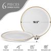 image:imageEfar 102 Stoneware Dinner Plates Set of 6 Large Modern Ceramic Dishes Round Salad Plate for Home Kitchen Restaurant Microwave amp Dishwasher Safe  Matte BlackSeashell White