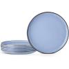 image:imageEfar 102 Stoneware Dinner Plates Set of 6 Large Modern Ceramic Dishes Round Salad Plate for Home Kitchen Restaurant Microwave amp Dishwasher Safe  Matte BlackOcean Blue