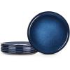 image:imageEfar 102 Stoneware Dinner Plates Set of 6 Large Modern Ceramic Dishes Round Salad Plate for Home Kitchen Restaurant Microwave amp Dishwasher Safe  Matte BlackDeep Sea Blue
