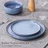 image:imageEfar 102 Stoneware Dinner Plates Set of 6 Large Modern Ceramic Dishes Round Salad Plate for Home Kitchen Restaurant Microwave amp Dishwasher Safe  Matte BlackOcean Blue