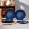 image:imageEfar 102 Stoneware Dinner Plates Set of 6 Large Modern Ceramic Dishes Round Salad Plate for Home Kitchen Restaurant Microwave amp Dishwasher Safe  Matte BlackDeep Sea Blue