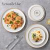 image:imageEfar 102 Stoneware Dinner Plates Set of 6 Large Modern Ceramic Dishes Round Salad Plate for Home Kitchen Restaurant Microwave amp Dishwasher Safe  Matte BlackSeashell White