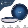image:imageEfar 102 Stoneware Dinner Plates Set of 6 Large Modern Ceramic Dishes Round Salad Plate for Home Kitchen Restaurant Microwave amp Dishwasher Safe  Matte BlackDeep Sea Blue