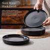 image:imageEfar 102 Stoneware Dinner Plates Set of 6 Large Modern Ceramic Dishes Round Salad Plate for Home Kitchen Restaurant Microwave amp Dishwasher Safe  Matte BlackMatte Black