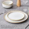 image:imageEfar 102 Stoneware Dinner Plates Set of 6 Large Modern Ceramic Dishes Round Salad Plate for Home Kitchen Restaurant Microwave amp Dishwasher Safe  Matte BlackSeashell White