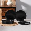 image:imageEfar 102 Stoneware Dinner Plates Set of 6 Large Modern Ceramic Dishes Round Salad Plate for Home Kitchen Restaurant Microwave amp Dishwasher Safe  Matte BlackMatte Black
