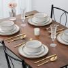 image:imageEfar 102 Stoneware Dinner Plates Set of 6 Large Modern Ceramic Dishes Round Salad Plate for Home Kitchen Restaurant Microwave amp Dishwasher Safe  Matte BlackSeashell White