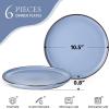 image:imageEfar 102 Stoneware Dinner Plates Set of 6 Large Modern Ceramic Dishes Round Salad Plate for Home Kitchen Restaurant Microwave amp Dishwasher Safe  Matte BlackOcean Blue