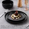 image:imageEfar 102 Stoneware Dinner Plates Set of 6 Large Modern Ceramic Dishes Round Salad Plate for Home Kitchen Restaurant Microwave amp Dishwasher Safe  Matte BlackMatte Black