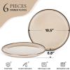 image:imageEfar 102 Stoneware Dinner Plates Set of 6 Large Modern Ceramic Dishes Round Salad Plate for Home Kitchen Restaurant Microwave amp Dishwasher Safe  Matte BlackSandy Beige