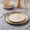 image:imageEfar 102 Stoneware Dinner Plates Set of 6 Large Modern Ceramic Dishes Round Salad Plate for Home Kitchen Restaurant Microwave amp Dishwasher Safe  Matte BlackSandy Beige