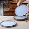 image:imageEfar 102 Stoneware Dinner Plates Set of 6 Large Modern Ceramic Dishes Round Salad Plate for Home Kitchen Restaurant Microwave amp Dishwasher Safe  Matte BlackOcean Blue