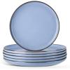 image:imageEfar 102 Stoneware Dinner Plates Set of 6 Large Modern Ceramic Dishes Round Salad Plate for Home Kitchen Restaurant Microwave amp Dishwasher Safe  Matte BlackOcean Blue