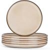 image:imageEfar 102 Stoneware Dinner Plates Set of 6 Large Modern Ceramic Dishes Round Salad Plate for Home Kitchen Restaurant Microwave amp Dishwasher Safe  Matte BlackSandy Beige