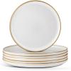 image:imageEfar 102 Stoneware Dinner Plates Set of 6 Large Modern Ceramic Dishes Round Salad Plate for Home Kitchen Restaurant Microwave amp Dishwasher Safe  Matte BlackSeashell White