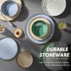 image:imageEfar 16Piece Black Plates and Bowls Sets with Pasta Bowls  Stoneware Dinnerware Set for 4 Modern Ribbed Matte Black Kitchen Dishes Microwave amp Dishwasher SafeMulticolor