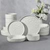 image:imageEfar 16Piece Black Plates and Bowls Sets with Pasta Bowls  Stoneware Dinnerware Set for 4 Modern Ribbed Matte Black Kitchen Dishes Microwave amp Dishwasher SafeSpeckled White