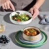 image:imageEfar 16Piece Black Plates and Bowls Sets with Pasta Bowls  Stoneware Dinnerware Set for 4 Modern Ribbed Matte Black Kitchen Dishes Microwave amp Dishwasher SafeMulticolor