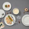 image:imageEfar 16Piece Black Plates and Bowls Sets with Pasta Bowls  Stoneware Dinnerware Set for 4 Modern Ribbed Matte Black Kitchen Dishes Microwave amp Dishwasher SafeSpeckled White