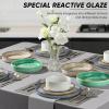 image:imageEfar 16Piece Black Plates and Bowls Sets with Pasta Bowls  Stoneware Dinnerware Set for 4 Modern Ribbed Matte Black Kitchen Dishes Microwave amp Dishwasher SafeMulticolor
