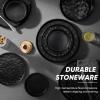 image:imageEfar 16Piece Black Plates and Bowls Sets with Pasta Bowls  Stoneware Dinnerware Set for 4 Modern Ribbed Matte Black Kitchen Dishes Microwave amp Dishwasher SafeMatte Black